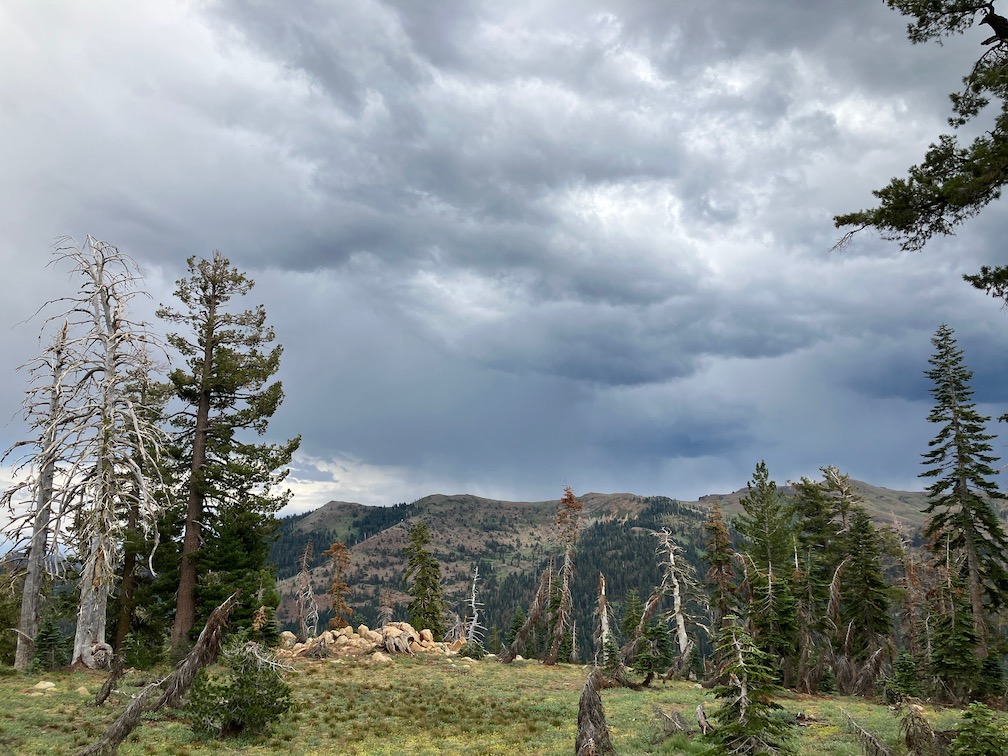 dark clouds over Sierra crest