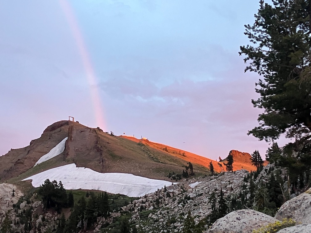rainbow at sunset over Washeshu Peak